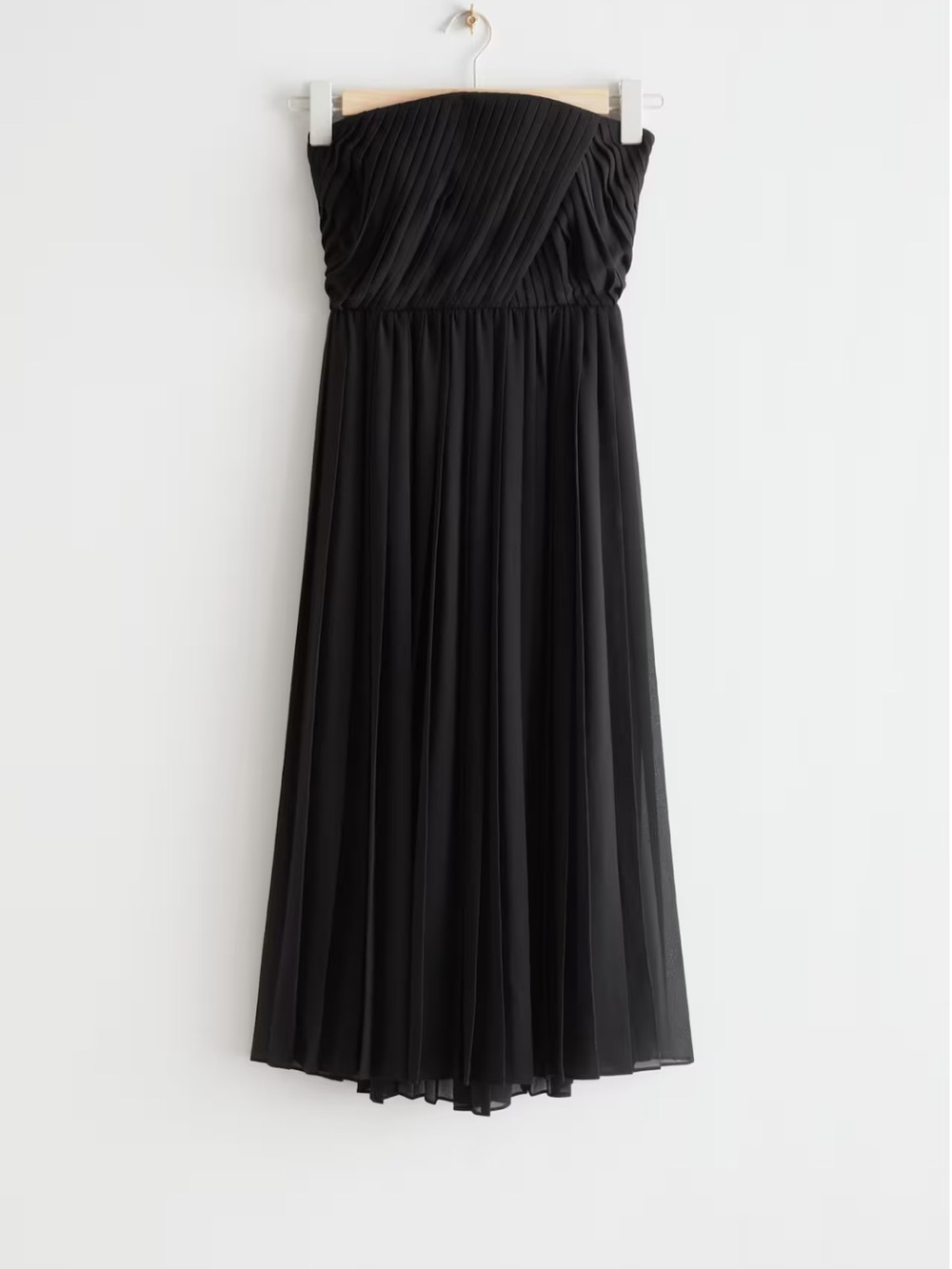 & Other Stories Black strapless formal knee length dress